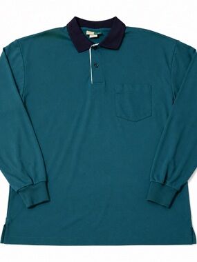 Wear Guard Long Sleeve Polo Shirt XL Teal Navy Workwear Utility Pocket